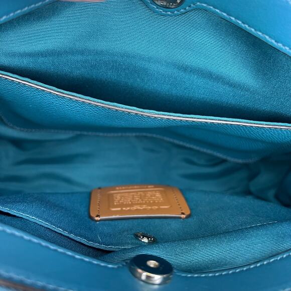 Coach Christie Carryall Teal Wildflower Leather satchel crossbody shoulder bag - Picture 11 of 11
